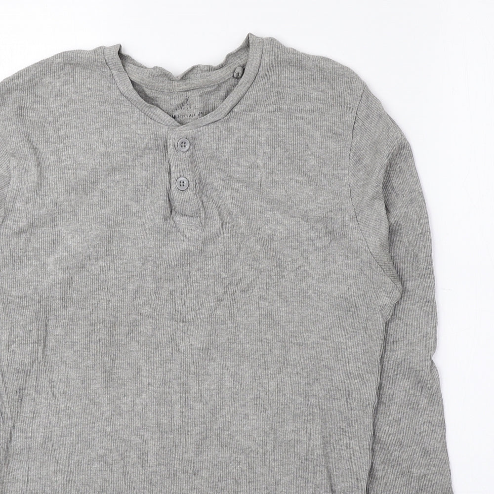Preworn Womens Grey Cotton Basic Blouse Size M Round Neck