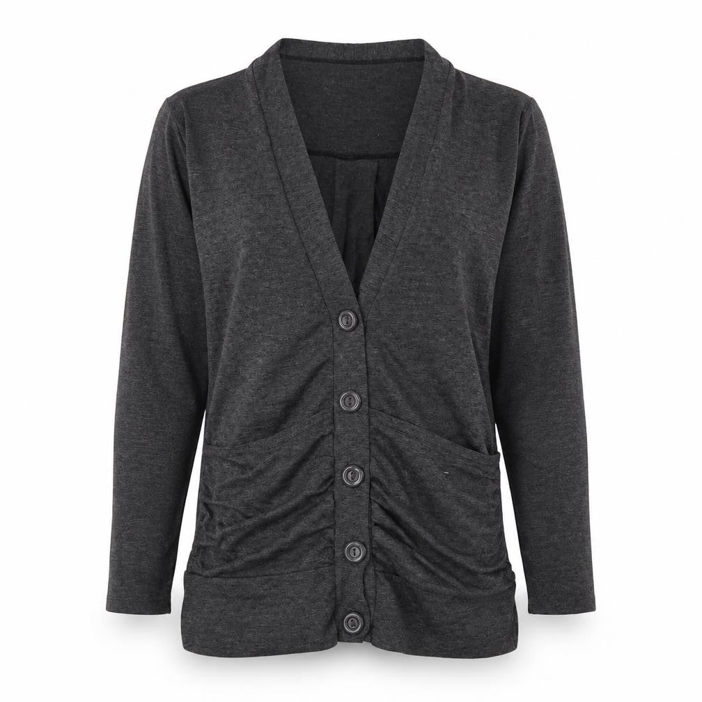 JUBZ Womens Grey V-Neck Viscose Cardigan Jumper Size M - Ruched