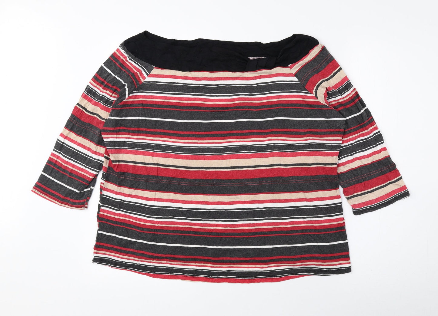 BHS Womens Multicoloured Striped Viscose Basic Blouse Size 22 Off the Shoulder