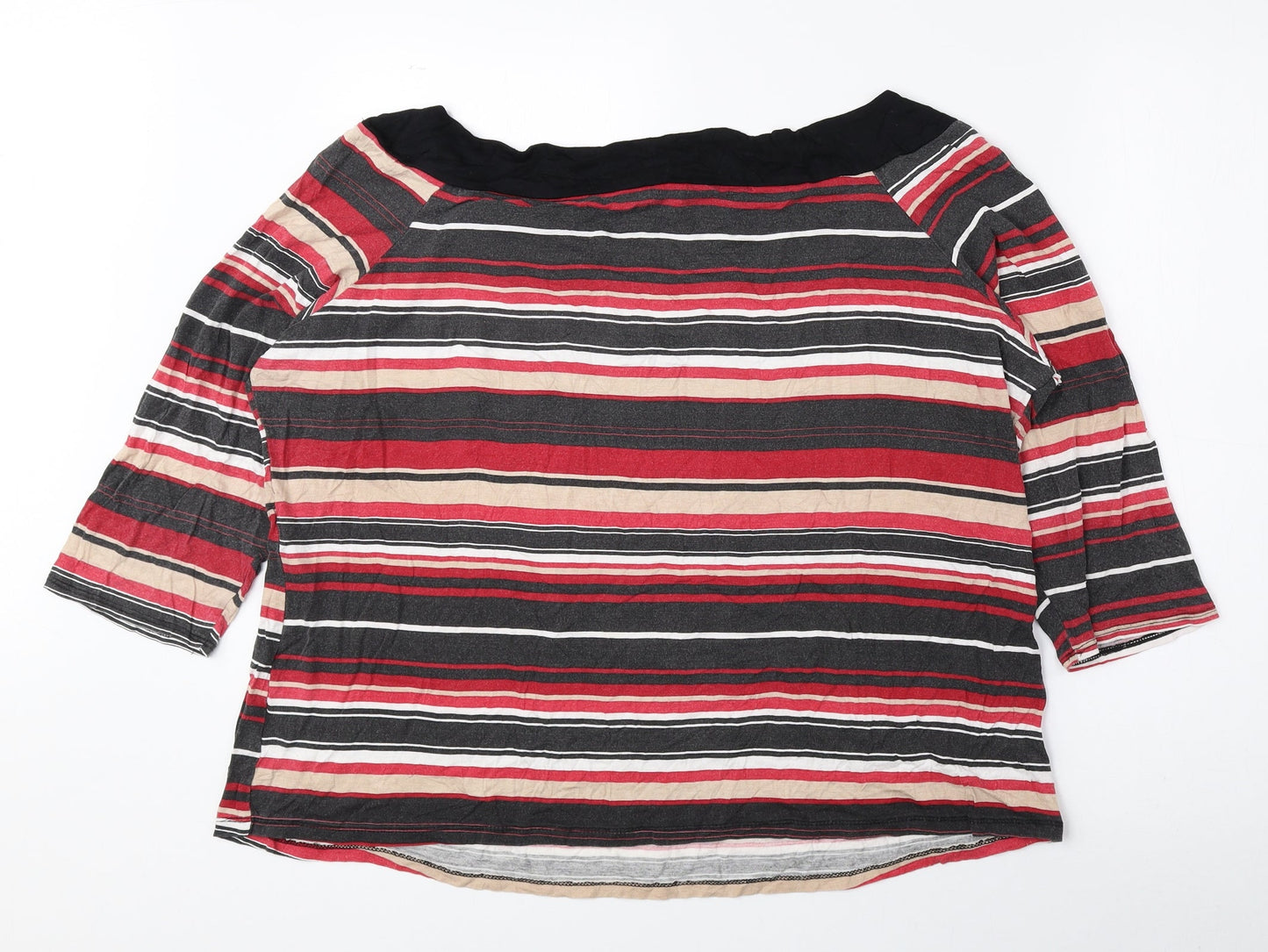 BHS Womens Multicoloured Striped Viscose Basic Blouse Size 22 Off the Shoulder