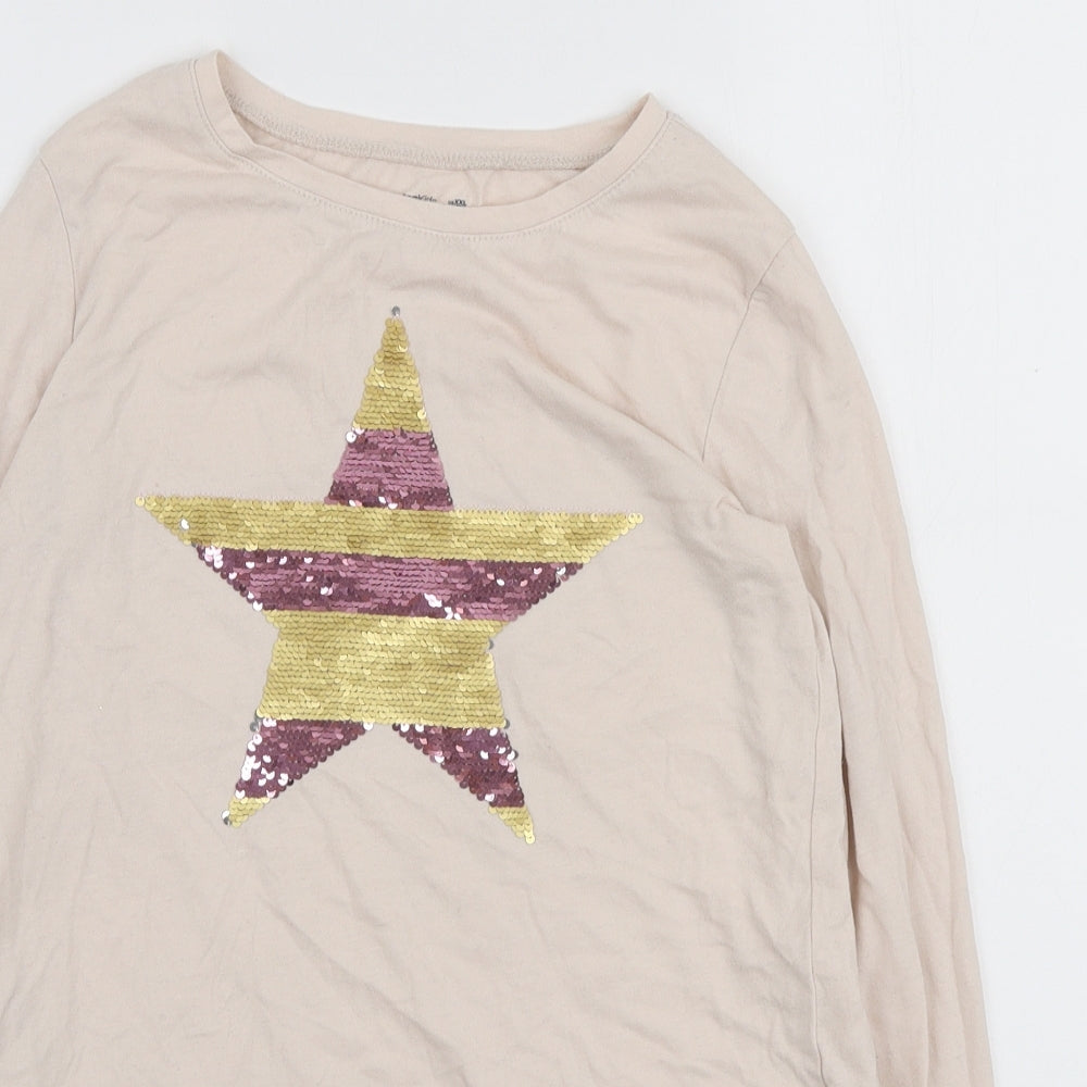 Gap Girls Pink Polyester Pullover T-Shirt Size 13 Years Round Neck Pullover - Reversible sequins star