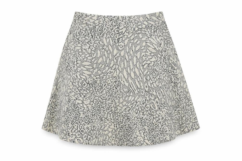 Topshop Womens Ivory Animal Print Polyester Skater Skirt Size 12