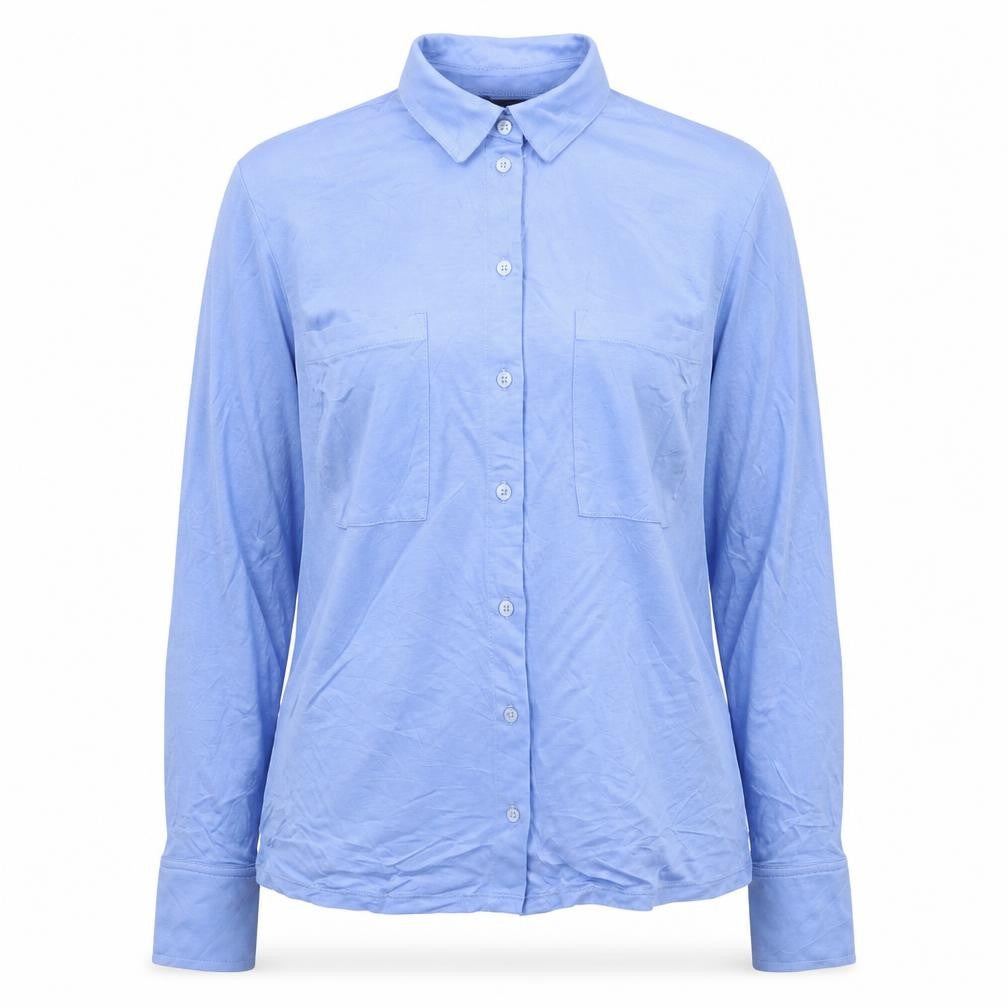 Marks and Spencer Womens Blue Viscose Basic Button-Up Size 8 Collared