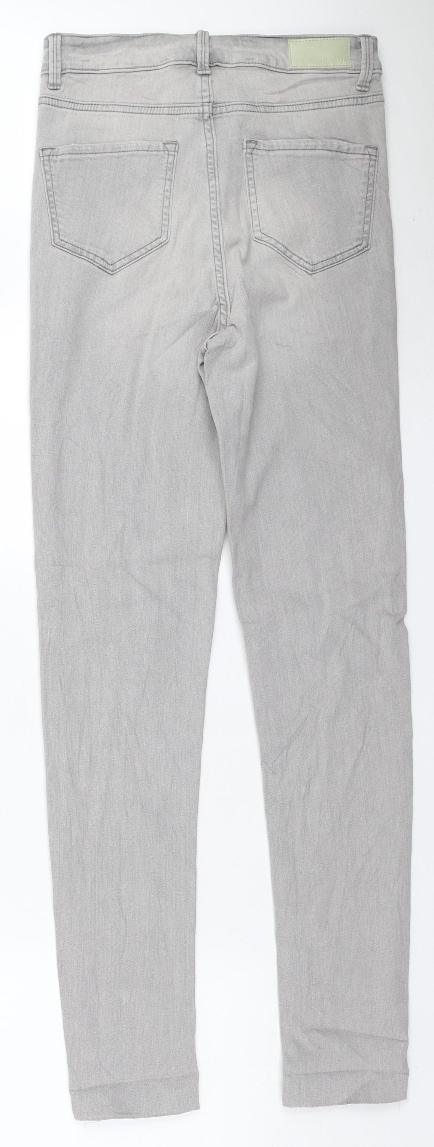 Marks and Spencer Womens Grey Cotton Skinny Jeans Size 8 L29 in Regular Zip
