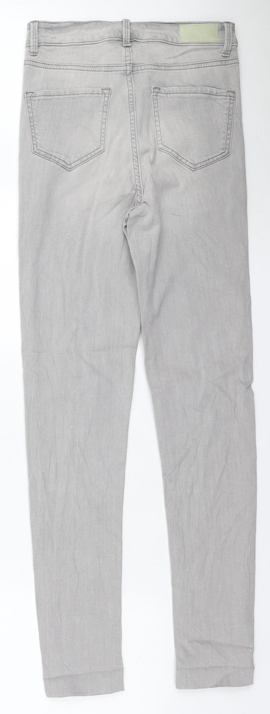 Marks and Spencer Womens Grey Cotton Skinny Jeans Size 8 L29 in Regular Zip