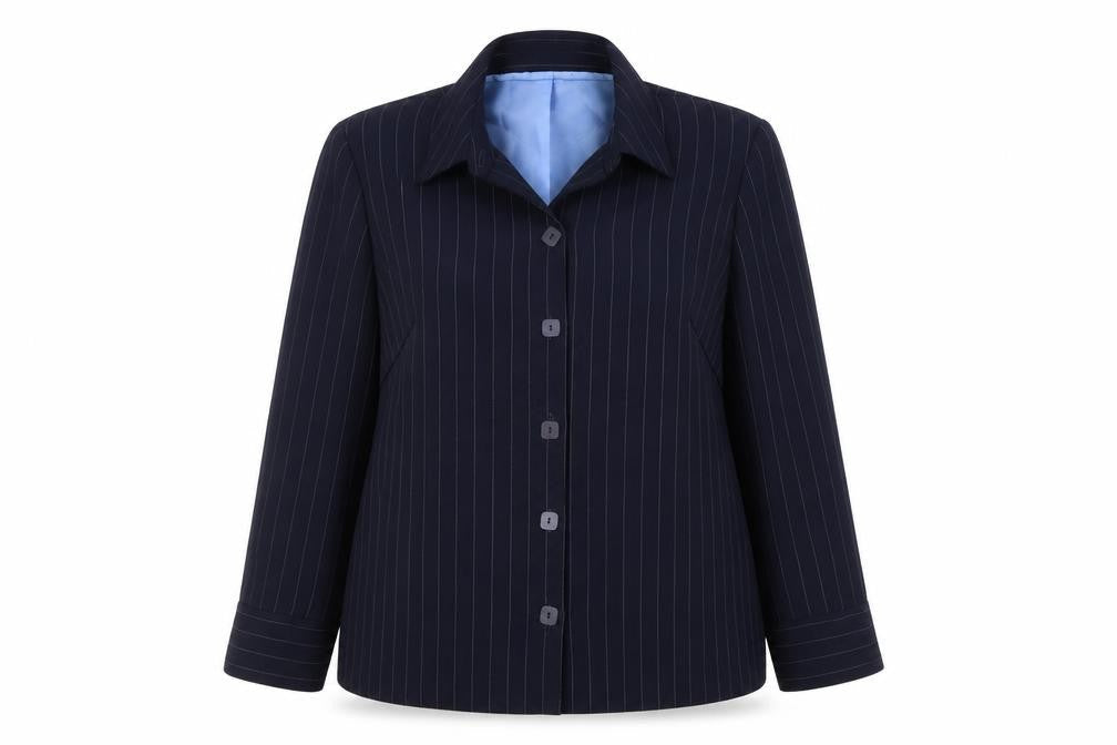 Essence Womens Blue Striped Jacket Blazer Size 18 Button