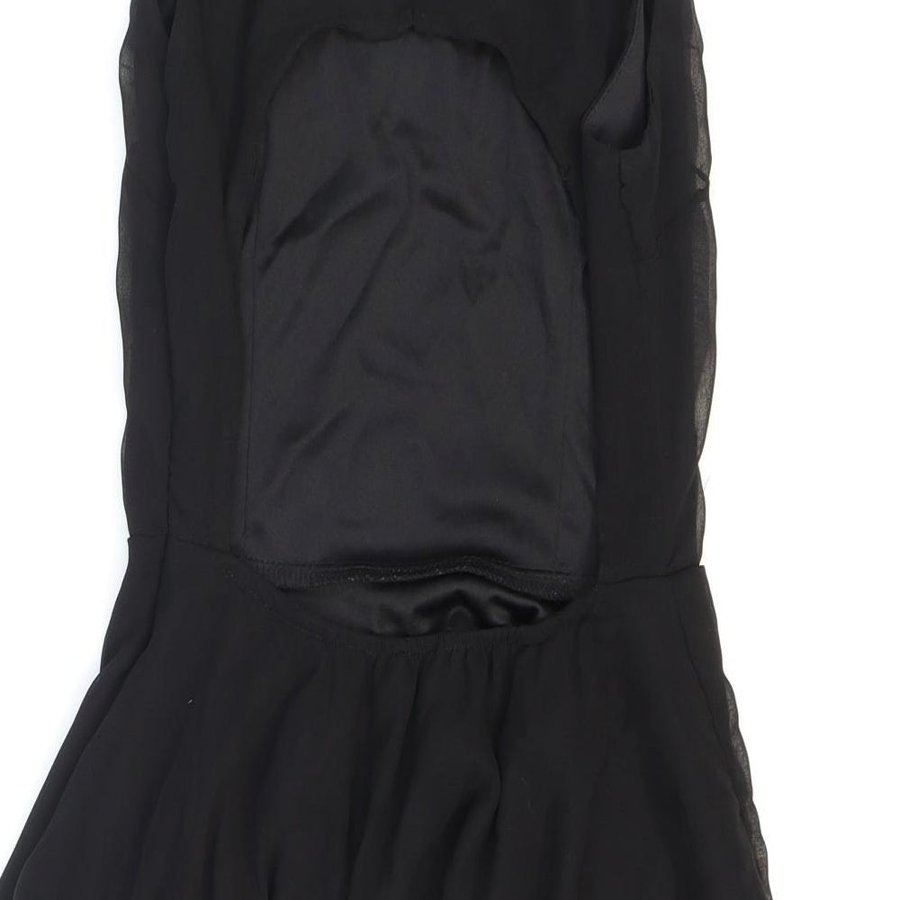 AX Paris Womens Black Polyester Fit & Flare Size 10 Boat Neck Zip