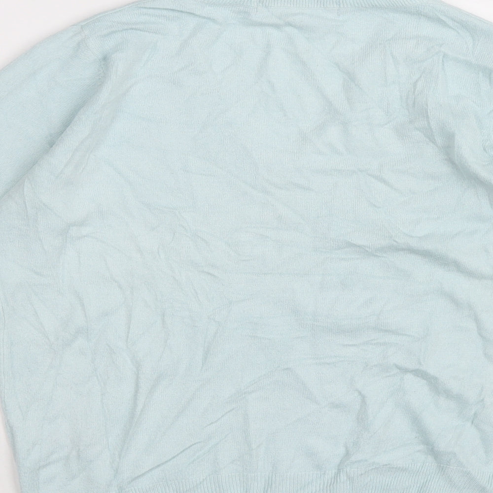 Marks and Spencer Womens Blue V-Neck Acrylic Pullover Jumper Size 8