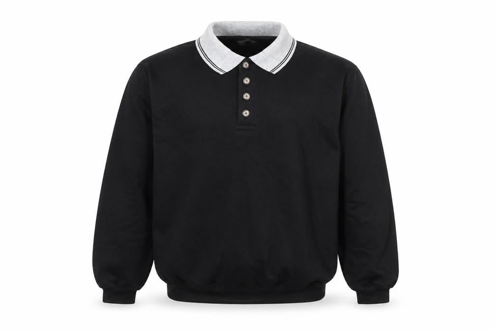 MC Classics Mens Black Polyester Polo Size S Collared Button