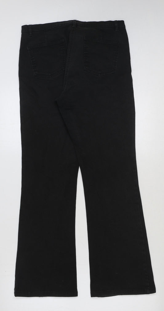 Preworn Womens Black Cotton Bootcut Jeans Size 32 in L29 in Regular Button