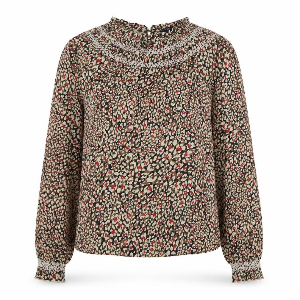 Marks and Spencer Womens Multicoloured Geometric Cotton Basic Blouse Size 8 Round Neck