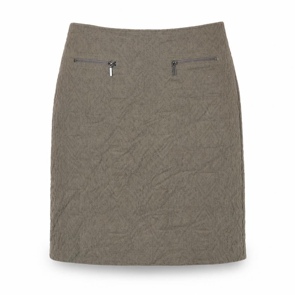 Marks and Spencer Womens Brown Cotton A-Line Skirt Size 10 Zip - Faux Pockets