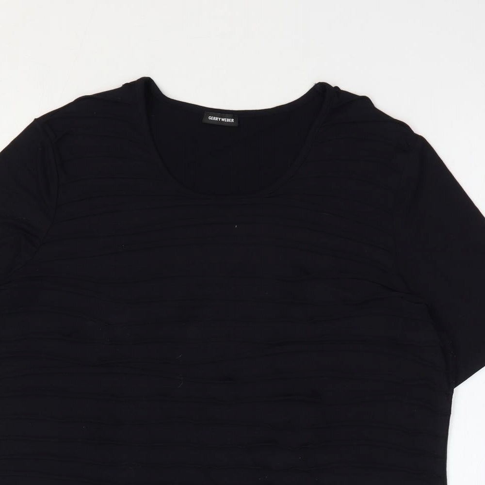 Gerry Weber Womens Black Viscose Basic T-Shirt Size 18 Scoop Neck