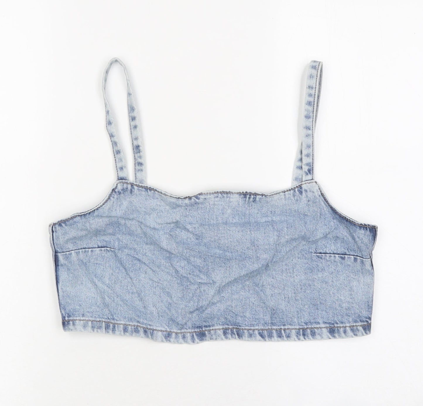 Divided Womens Blue 100% Cotton Cropped T-Shirt Size 6 Sweetheart