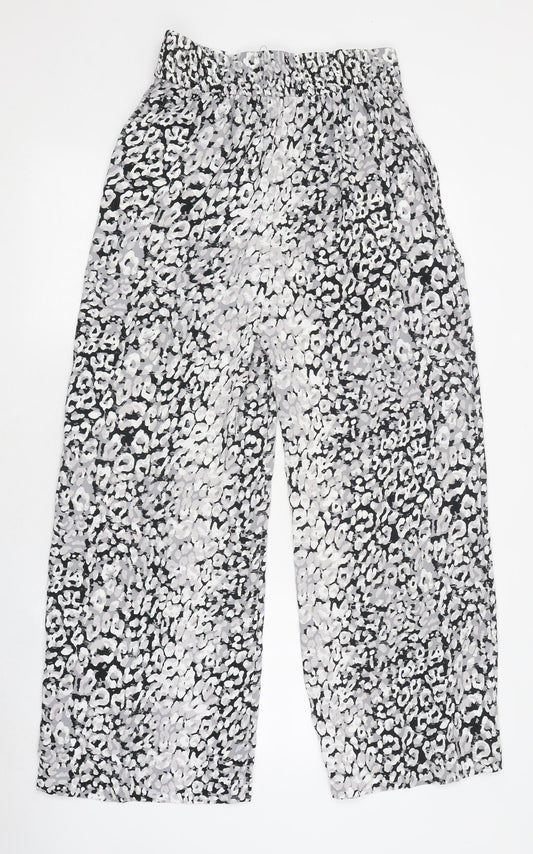 Marks and Spencer Womens Multicoloured Animal Print Polyester Trousers Size 8 L27 in Regular Drawstring - Leopard Print