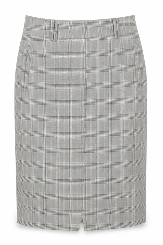 Marks and Spencer Womens Beige Check Polyester A-Line Skirt Size 6 Zip