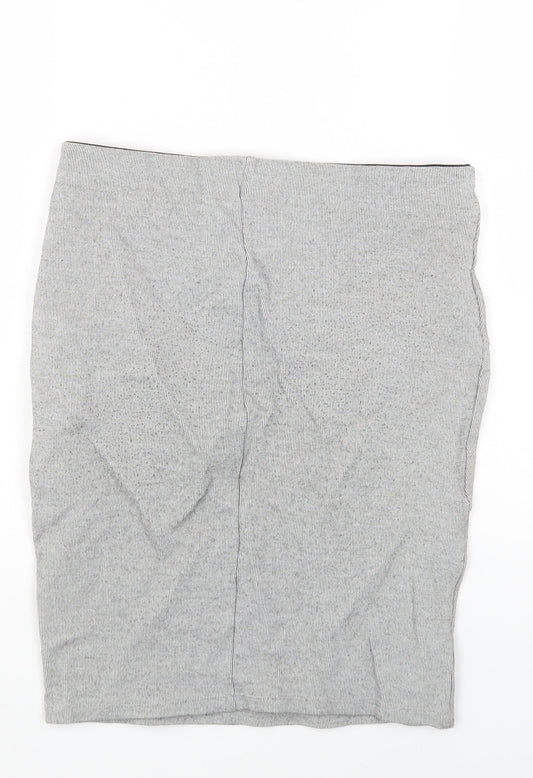 Stradivarius Womens Grey Viscose Straight & Pencil Skirt Size S