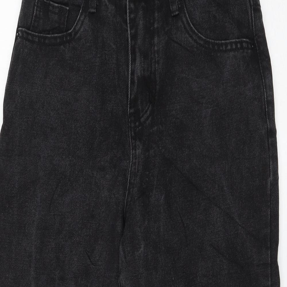 Preworn Womens Black Polyester Mom Jeans Size 8 L23 in Regular Zip