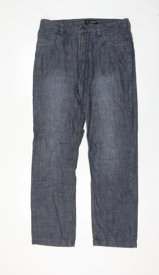 Cazero Collection Womens Blue Polyester Straight Jeans Size 34 in L30 in Regular Zip