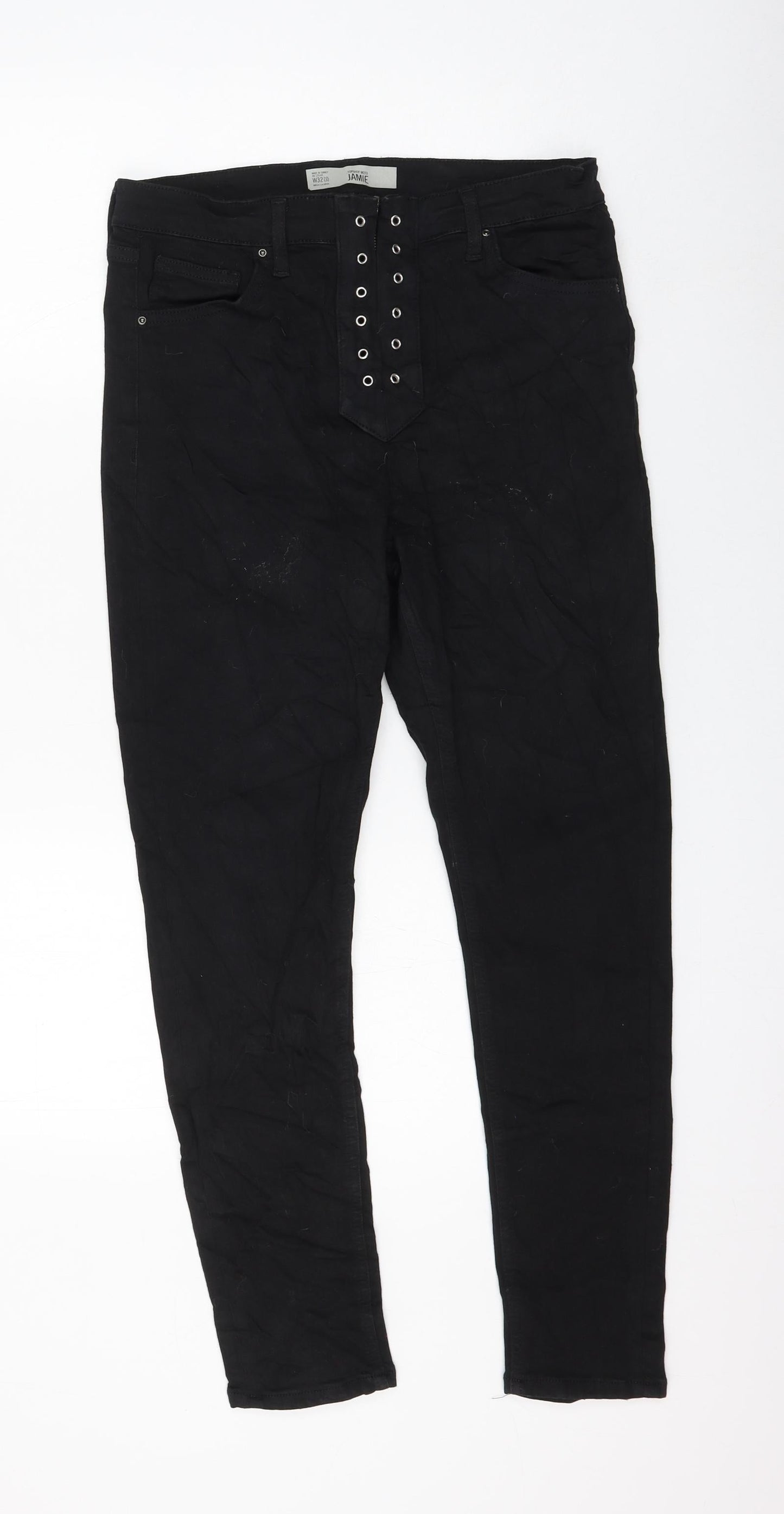 Topshop Womens Black Cotton Skinny Jeans Size 32 in L20.5 in Regular Zip