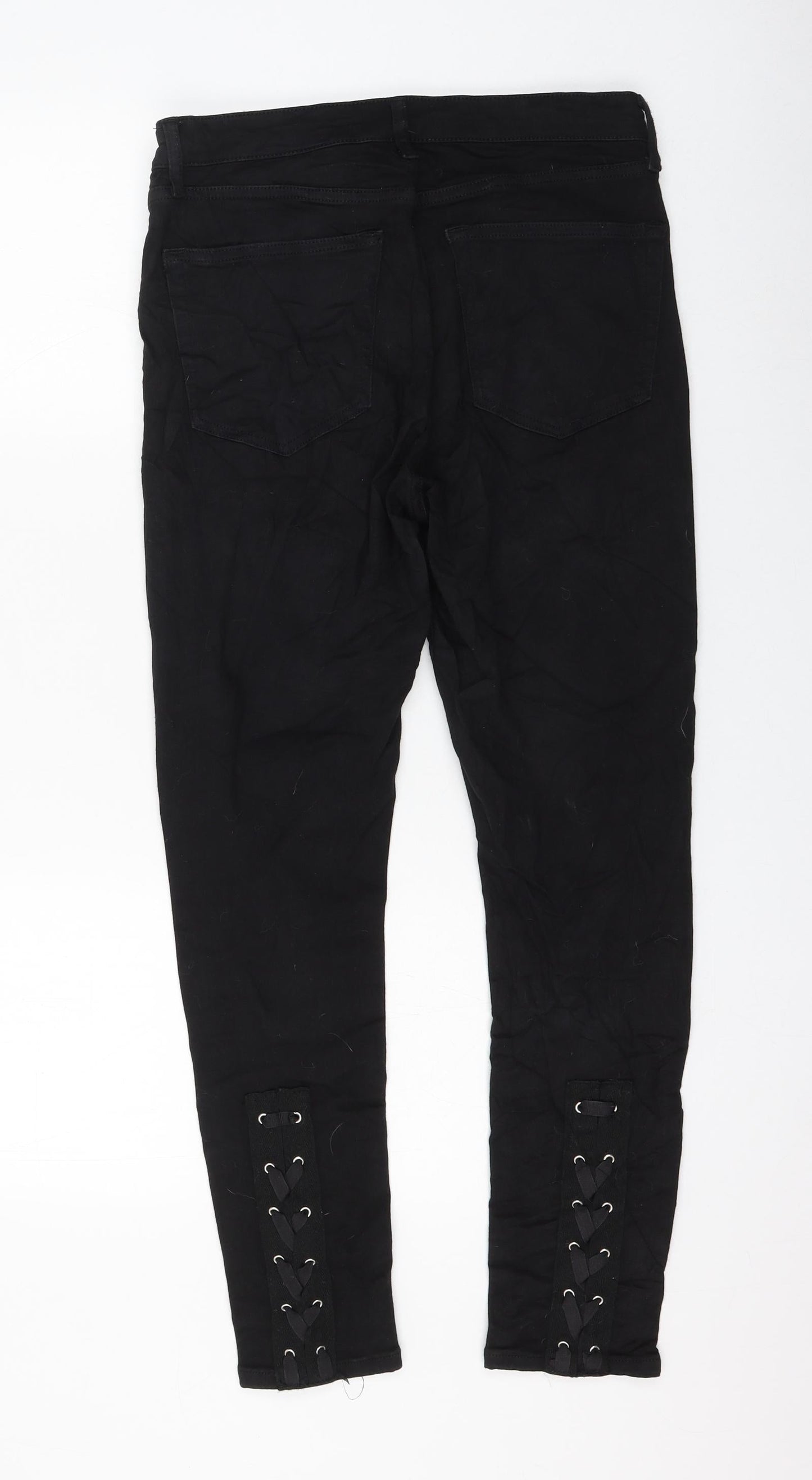 Topshop Womens Black Cotton Skinny Jeans Size 32 in L20.5 in Regular Zip