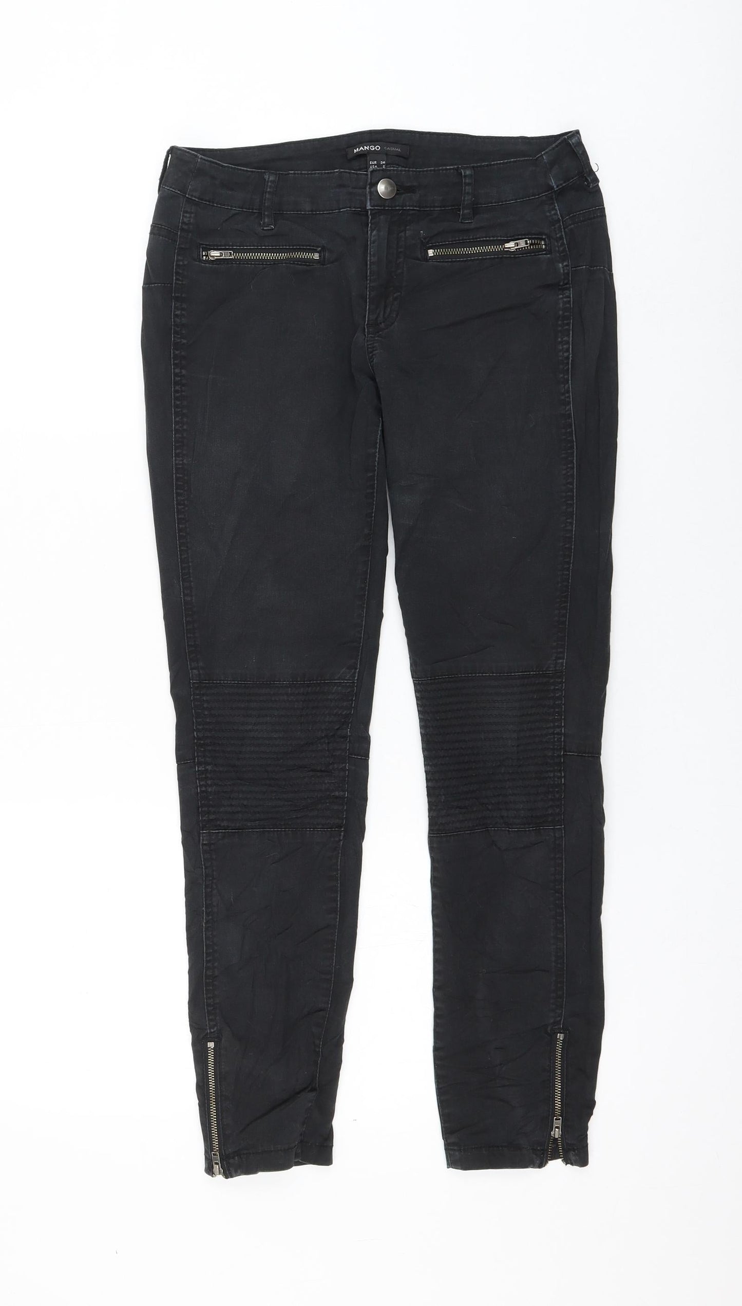 Mango Womens Black Polyester Skinny Jeans Size 8 L26 in Regular Zip