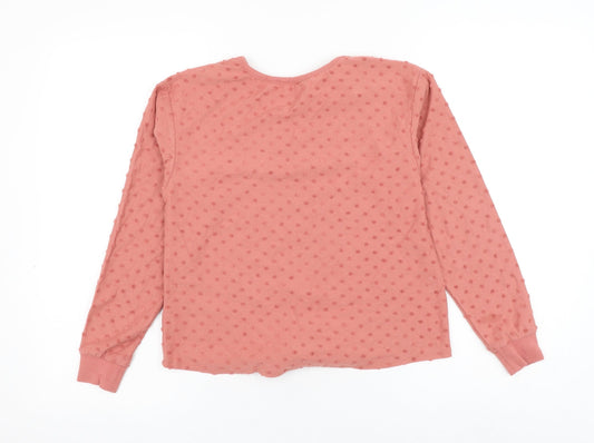 H&M Girls Pink Polka Dot Cotton Pullover Sweatshirt Size 8-9 Years Pullover - Knot Front