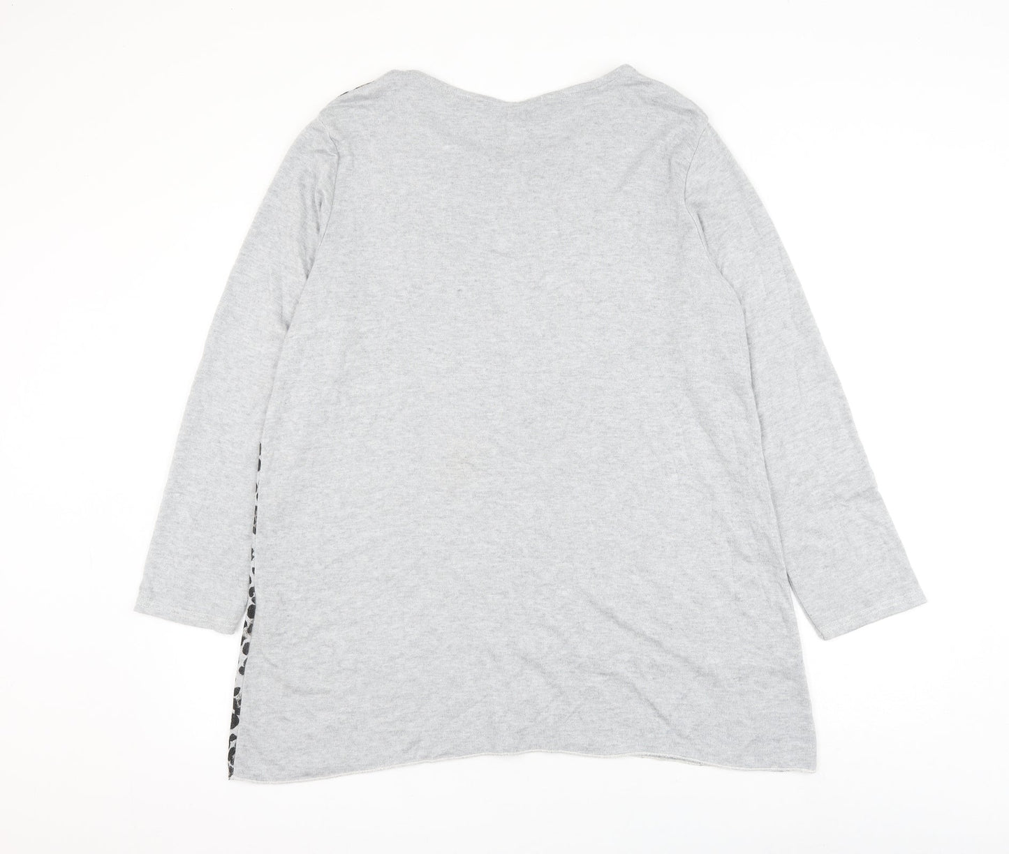 Preworn Womens Grey Animal Print Viscose Pullover Sweatshirt Size M Pullover - Leopard Print