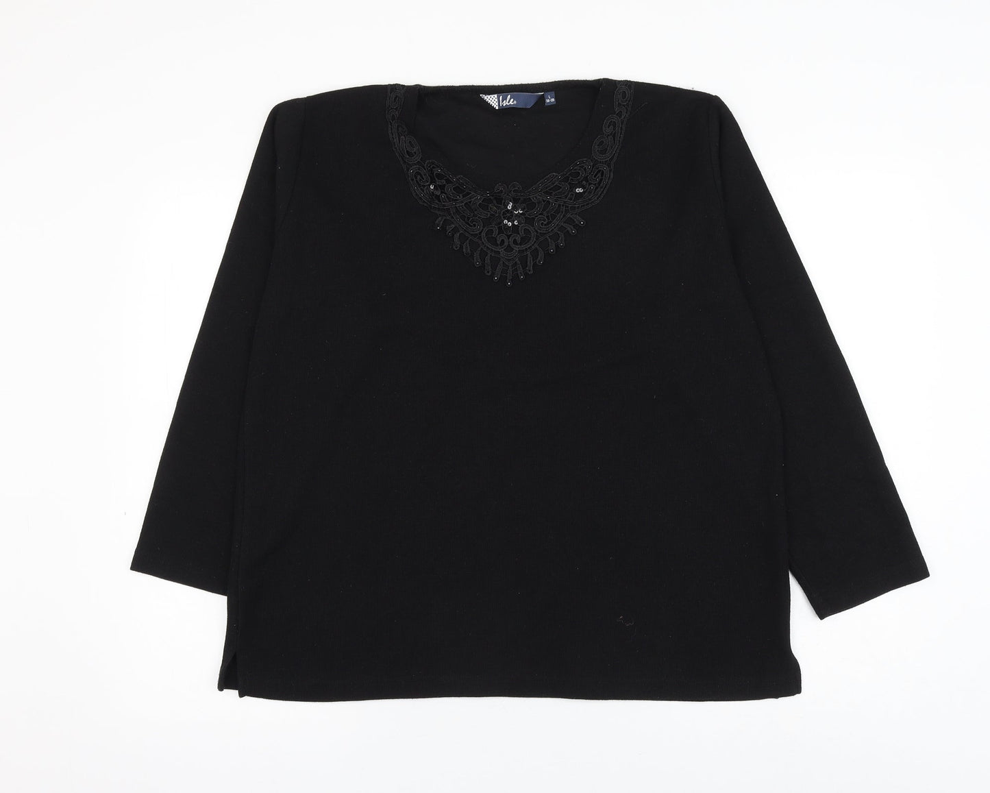 EWM Womens Black Round Neck Polyester Pullover Jumper Size 18