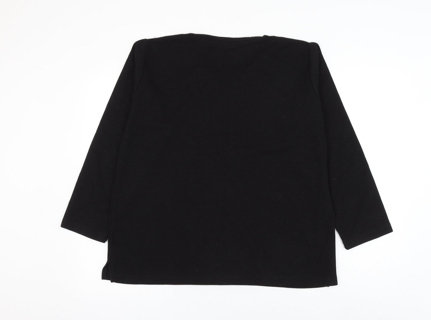 EWM Womens Black Round Neck Polyester Pullover Jumper Size 18