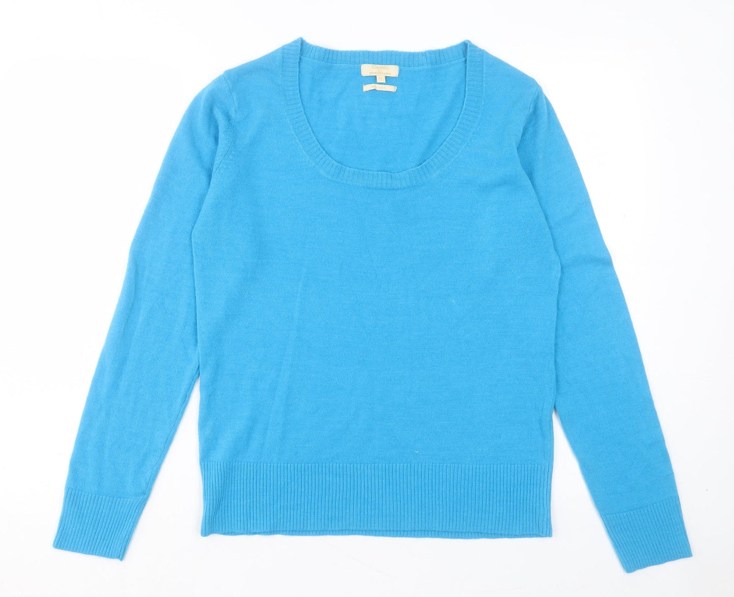 Sarah Hamilton Womens Blue Scoop Neck Acrylic Pullover Jumper Size XL