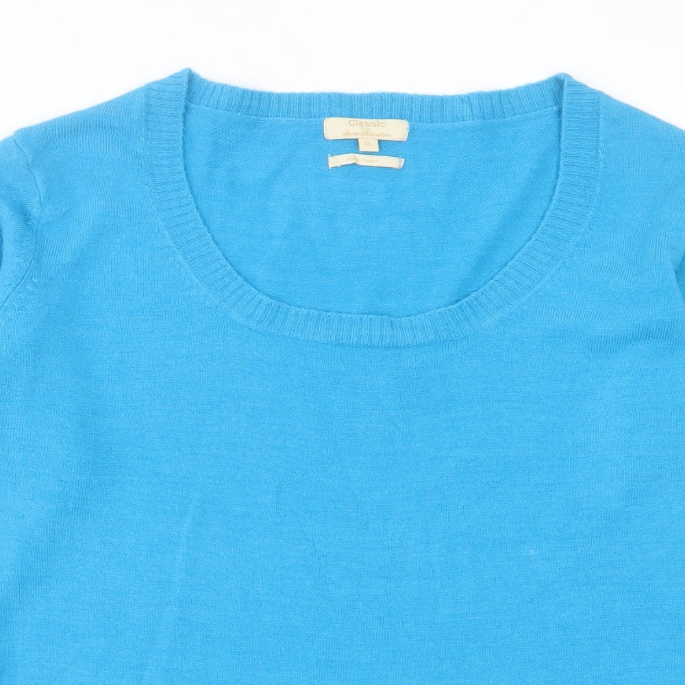 Sarah Hamilton Womens Blue Scoop Neck Acrylic Pullover Jumper Size XL