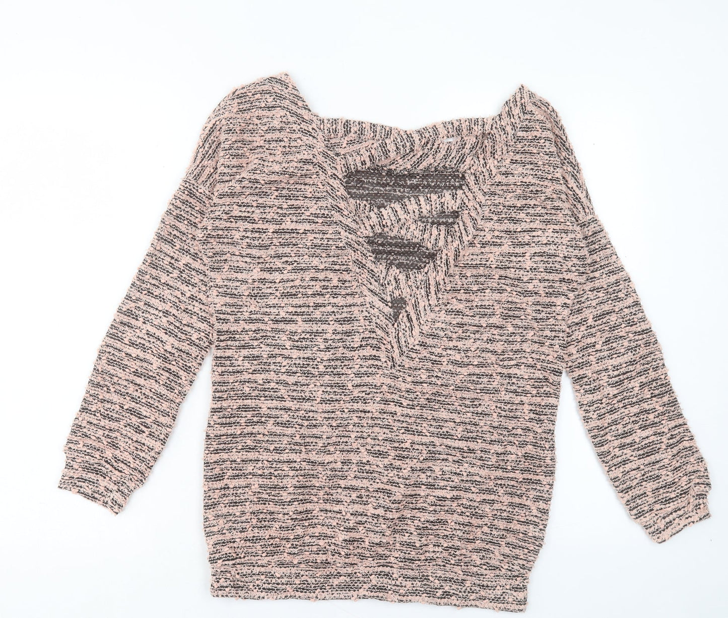 Miss Selfridge Womens Pink Boat Neck Polyester Pullover Jumper Size 10