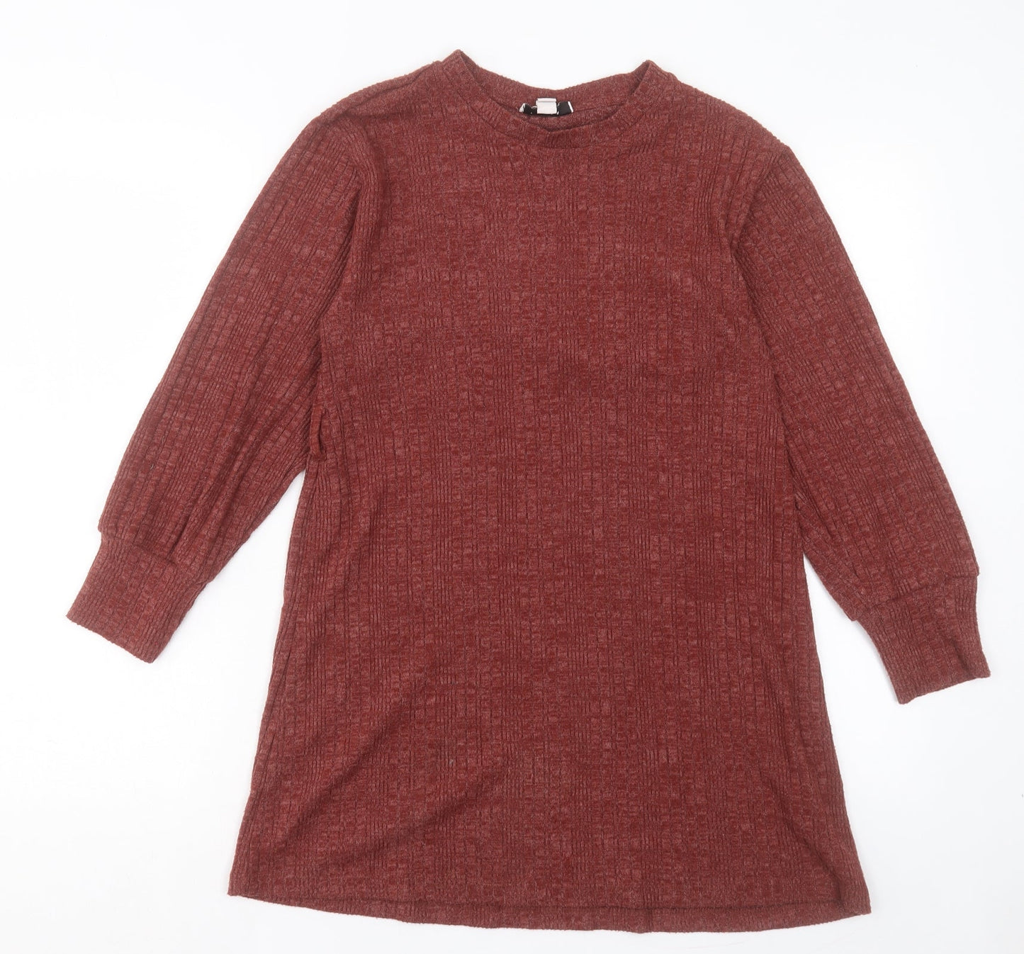 Topshop Womens Brown Crew Neck Polyester Tunic Jumper Size 10