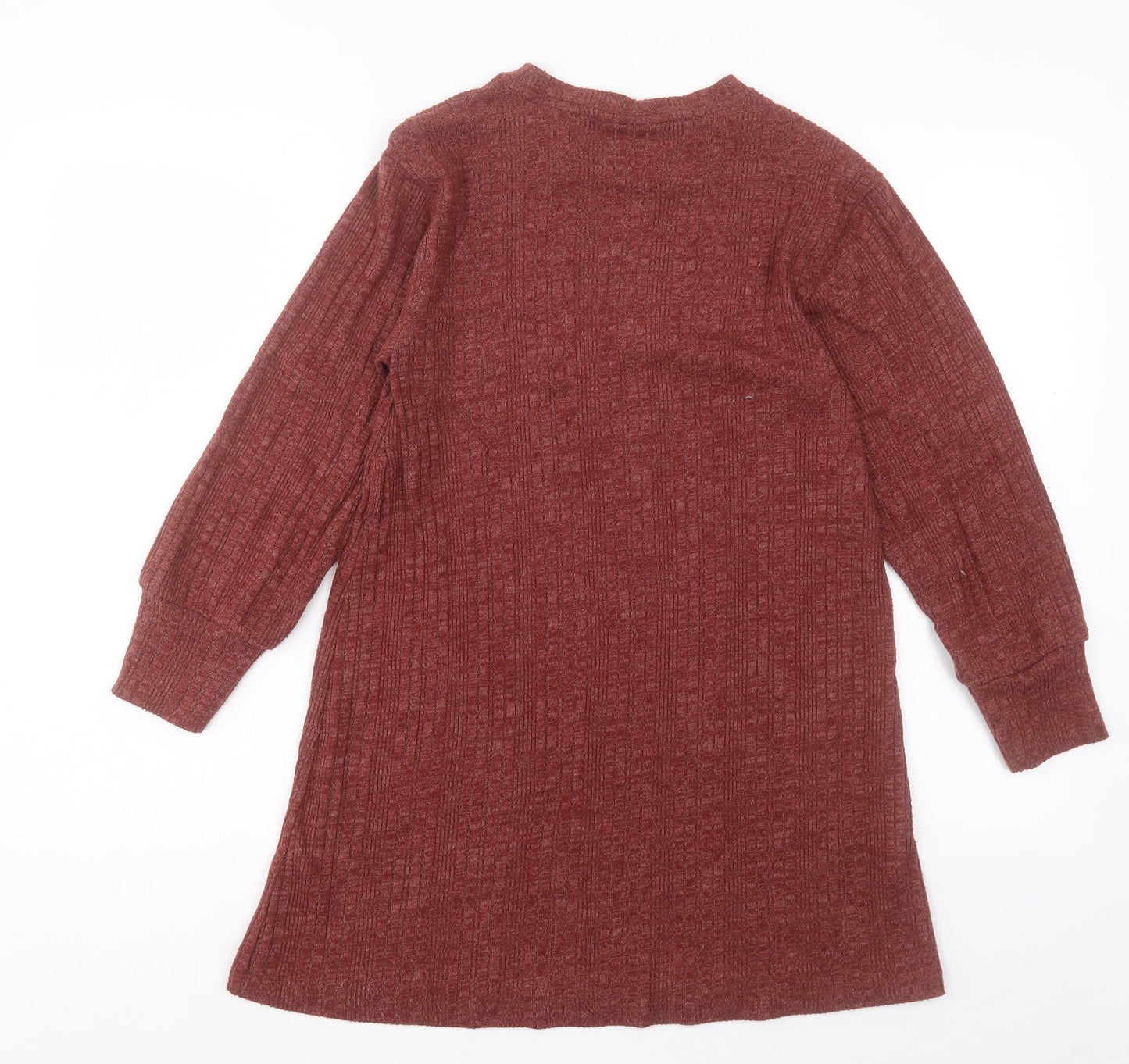 Topshop Womens Brown Crew Neck Polyester Tunic Jumper Size 10