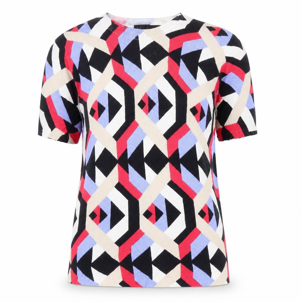 Marks and Spencer Womens Multicoloured Round Neck Geometric Viscose Pullover Jumper Size 10