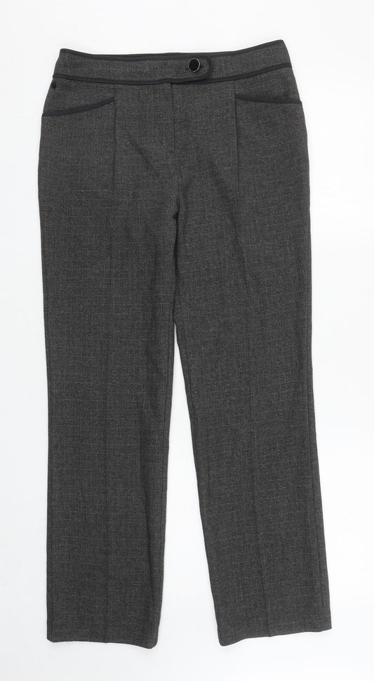 Per Una Womens Grey Polyester Carrot Trousers Size 8 L27.5 in Regular Zip - Short