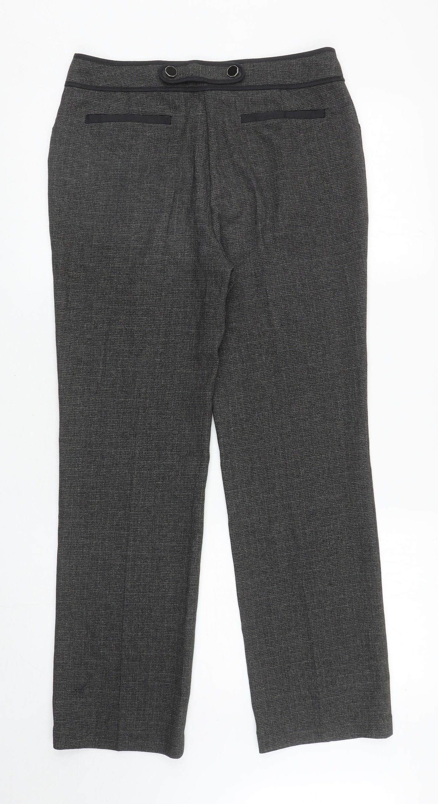 Per Una Womens Grey Polyester Carrot Trousers Size 8 L27.5 in Regular Zip - Short
