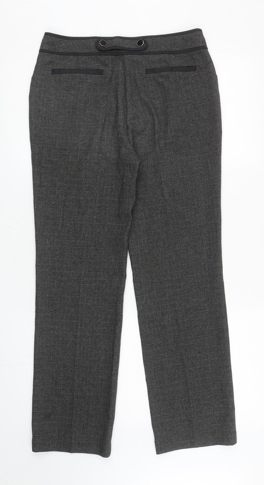 Per Una Womens Grey Polyester Carrot Trousers Size 8 L27.5 in Regular Zip - Short