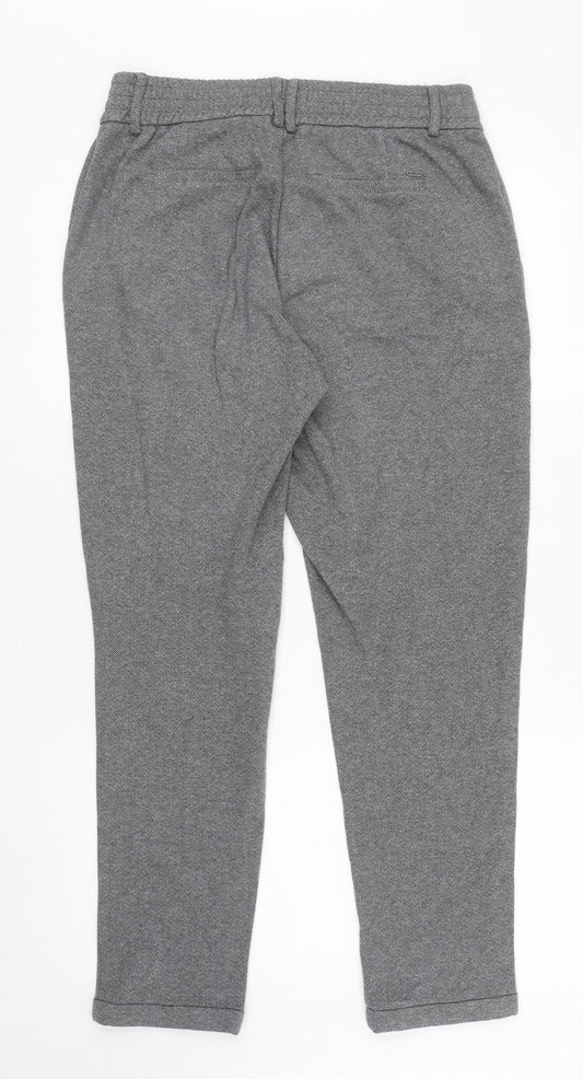 OPUS Womens Grey Geometric Cotton Capri Trousers Size 10 L28 in Regular