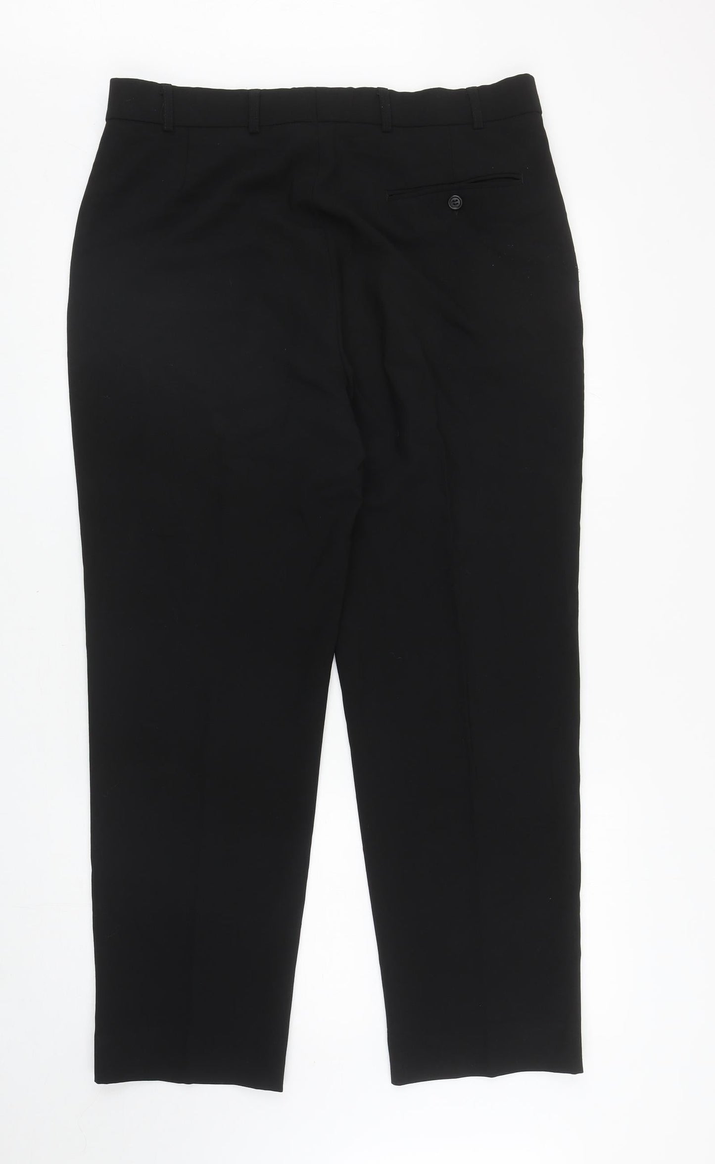 Johnathon Adams Mens Black Wool Dress Pants Trousers Size 36 in L29 in Regular Zip