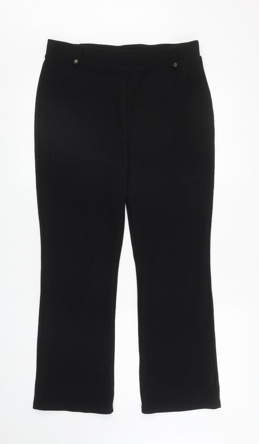 Papaya Womens Black Polyester Trousers Size 16 L26.5 in Regular