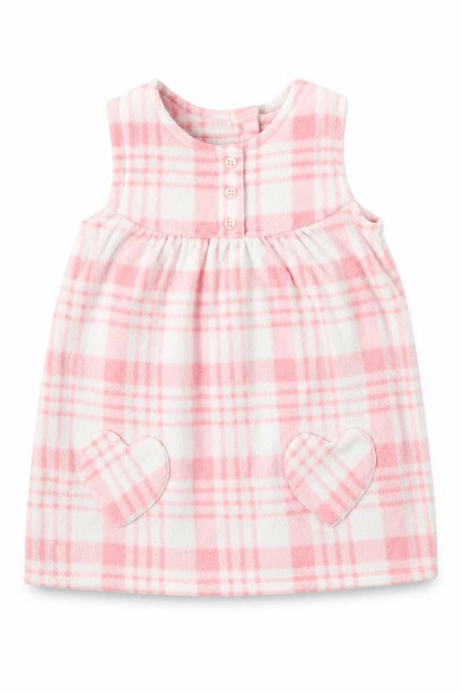 George Baby Pink Plaid Polyester A-Line Size 6-9 Months Round Neck Button