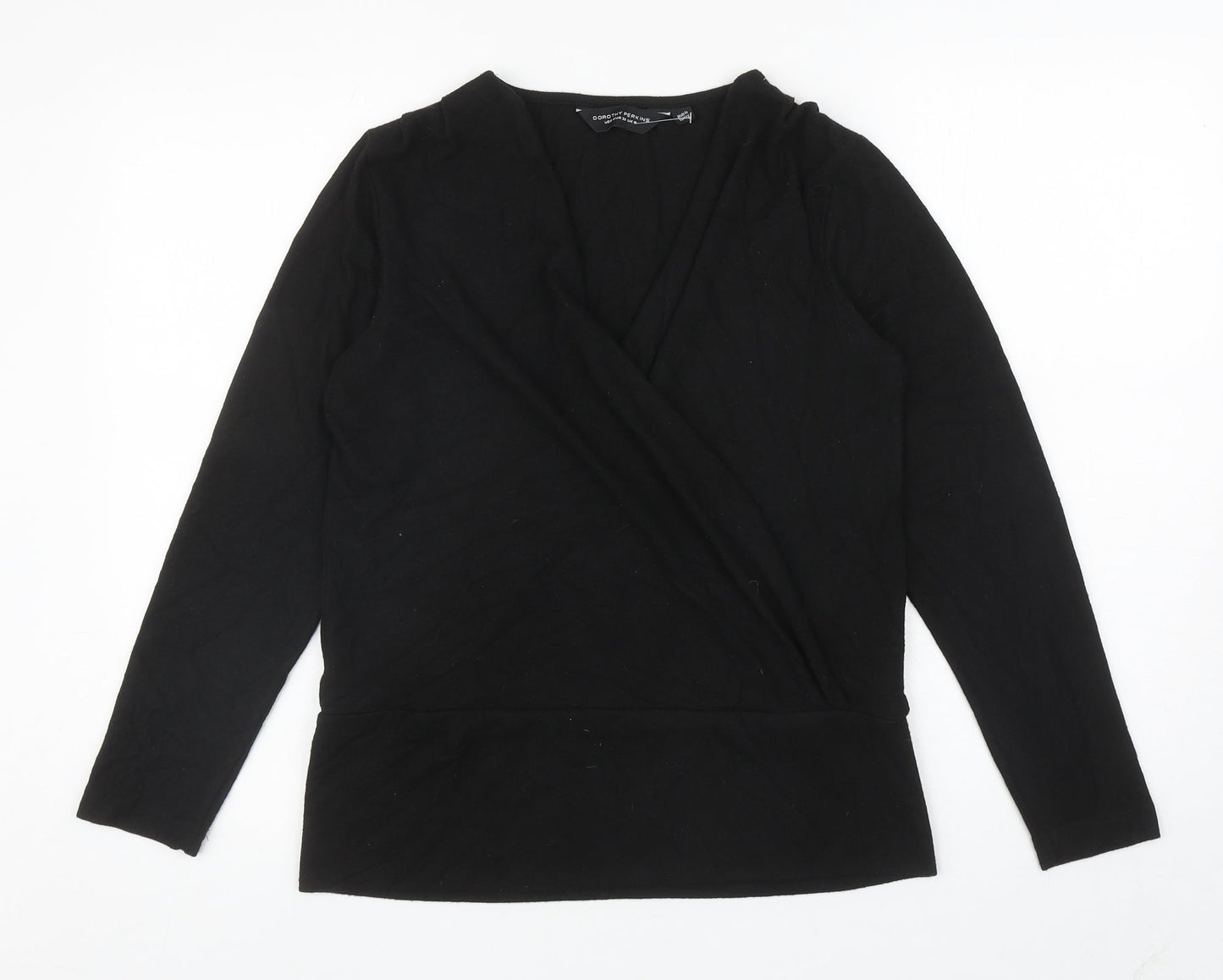 Dorothy Perkins Womens Black V-Neck Polyester Wrap Jumper Size 10