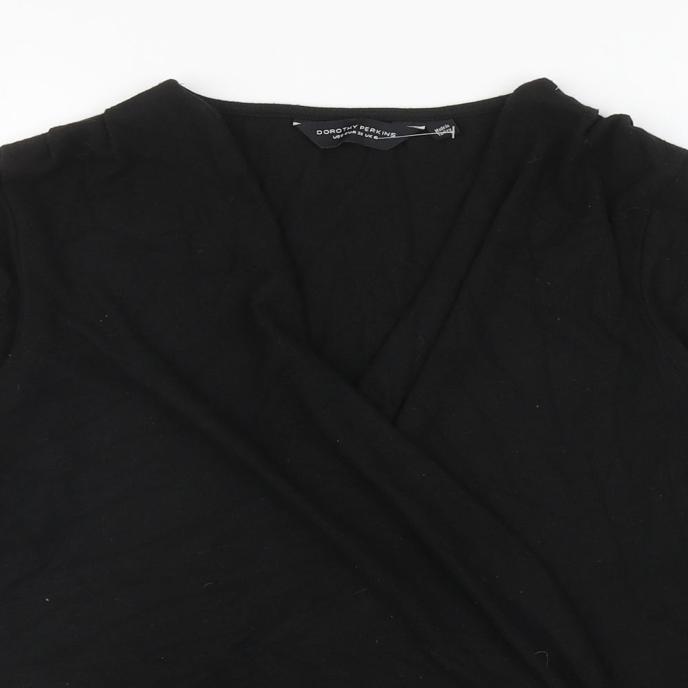 Dorothy Perkins Womens Black V-Neck Polyester Wrap Jumper Size 10