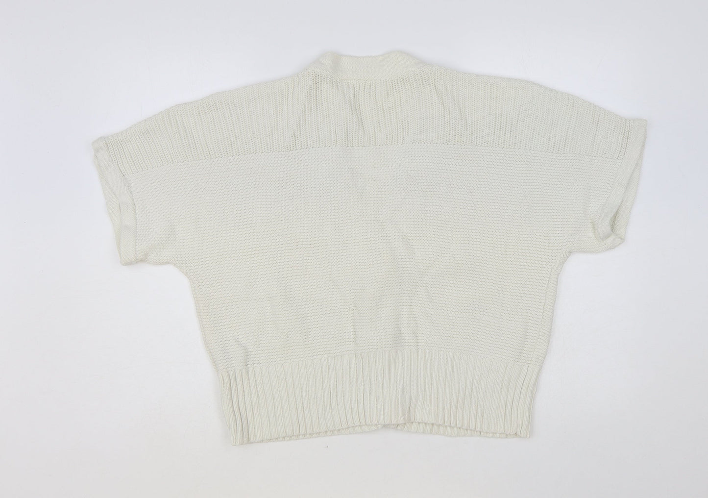 Wallis Womens White V-Neck Cotton Cardigan Jumper Size XL