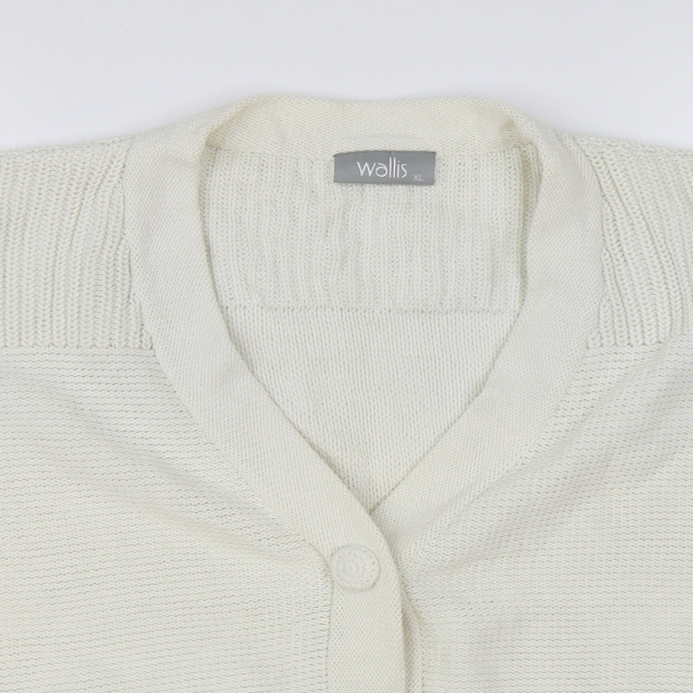 Wallis Womens White V-Neck Cotton Cardigan Jumper Size XL
