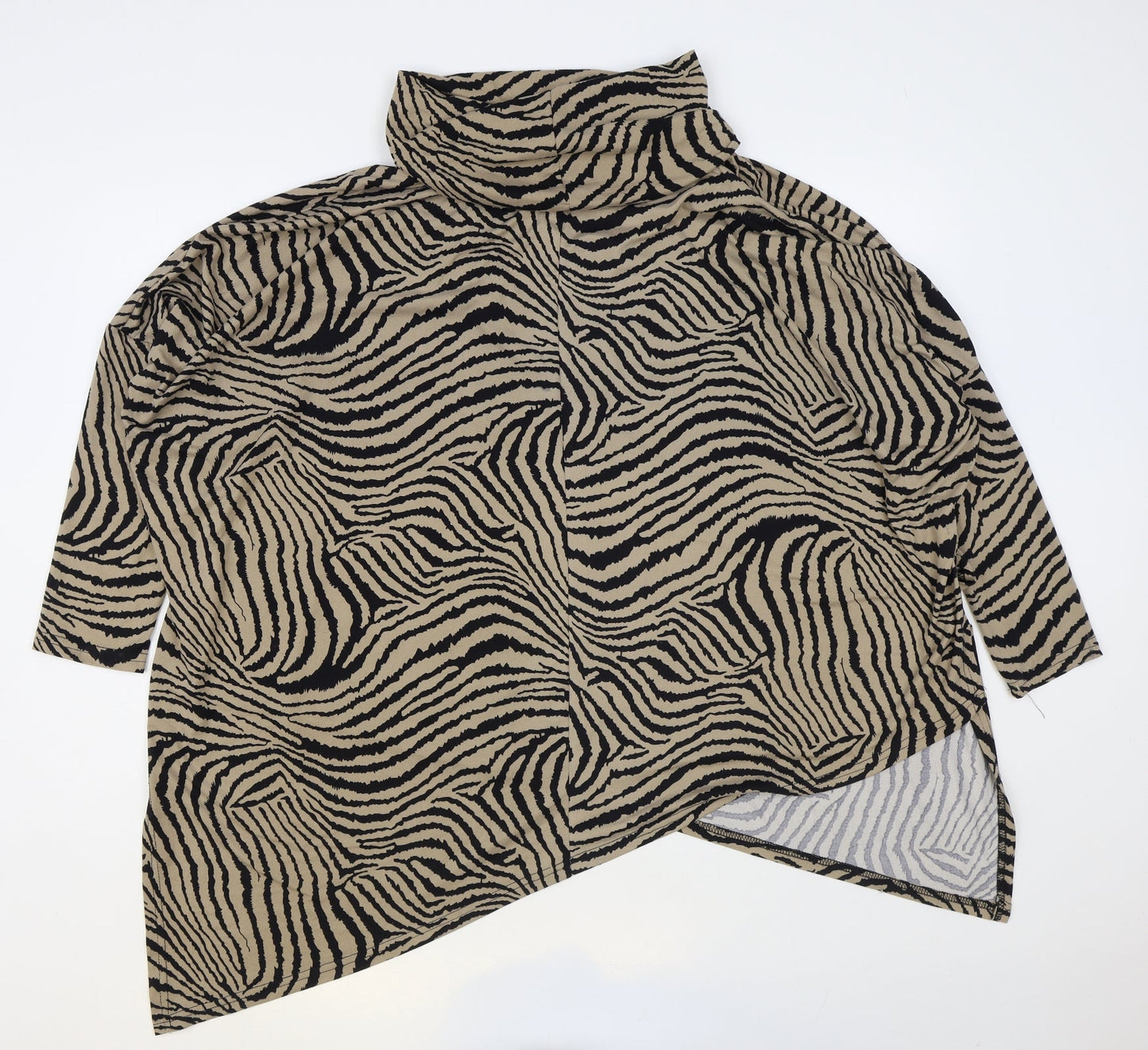 Preworn Womens Multicoloured Roll Neck Animal Print Polyester Pullover Jumper Size S