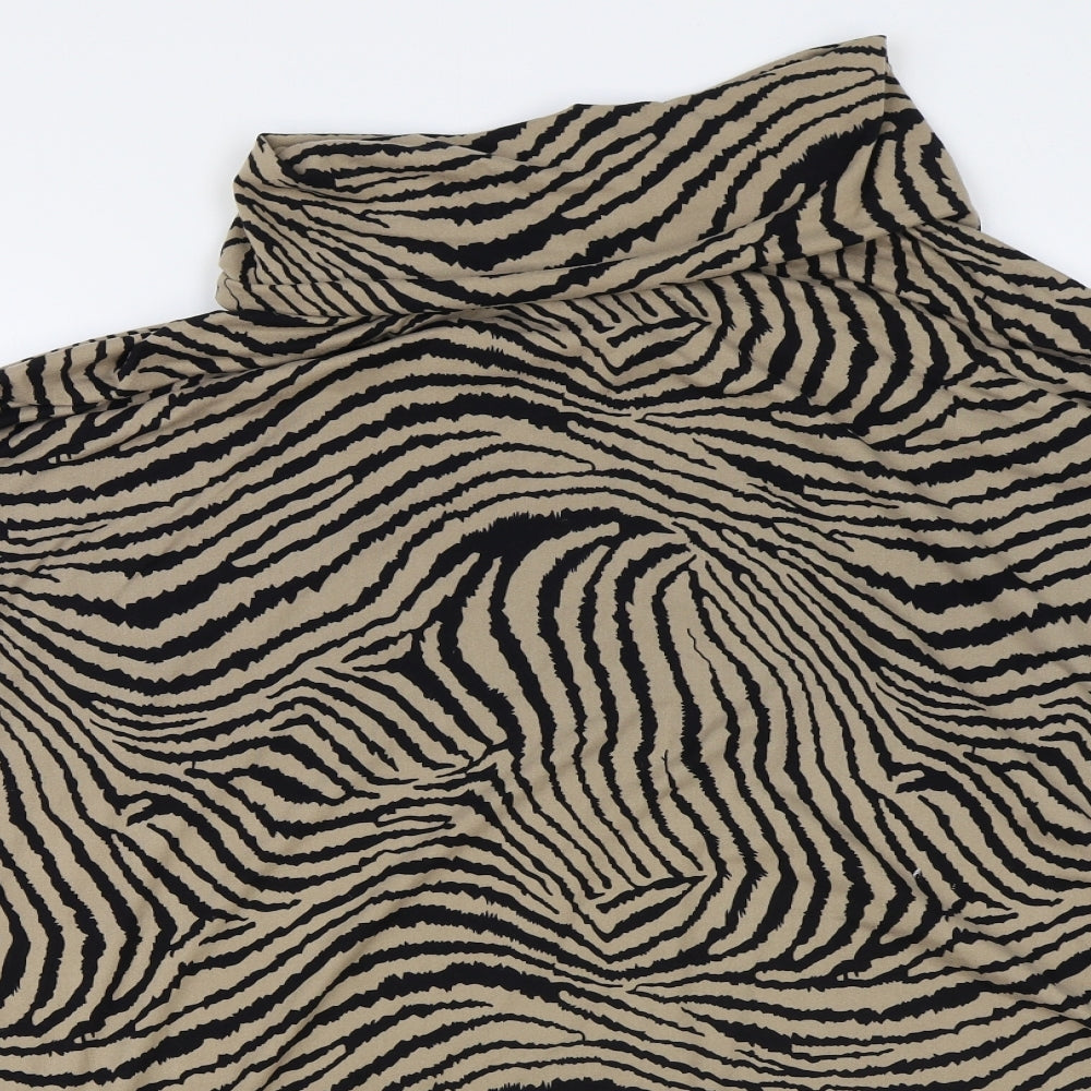 Preworn Womens Multicoloured Roll Neck Animal Print Polyester Pullover Jumper Size S