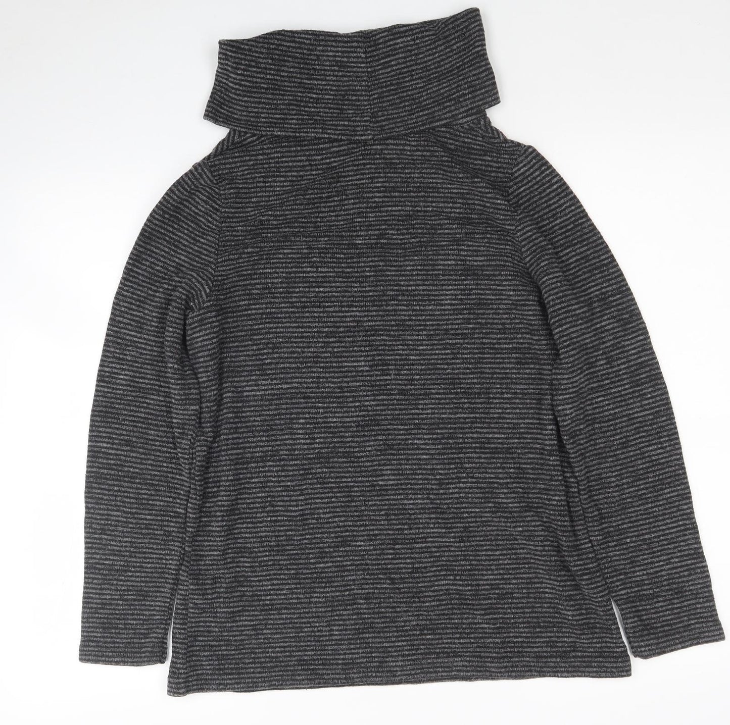 TU Womens Grey Roll Neck Striped Polyester Pullover Jumper Size 12